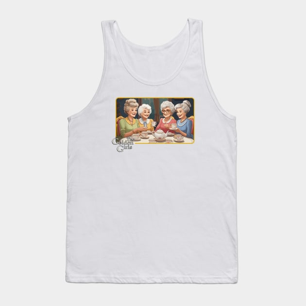 Golden Tea Party Tank Top by clownescape